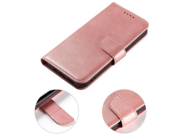 Plånboksfodral med stativ för iPhone 15 Pro MagSafe - rosa