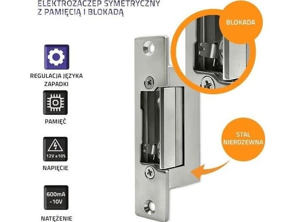 Qoltec - Electric strike - elektronisk - silver