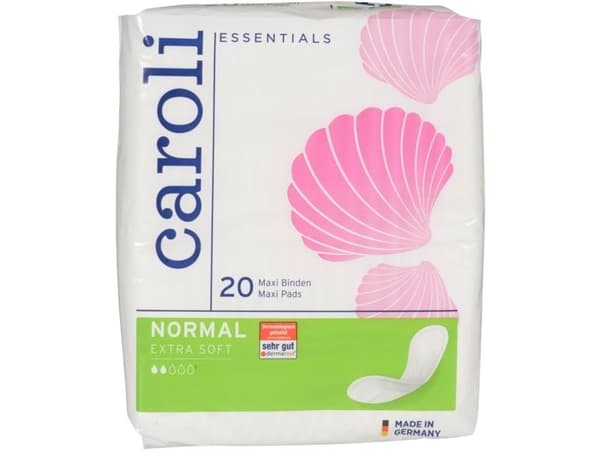 Sanitetsbindor, Caroli, 22,5x9cm, vit, Maxi bindor, Normal - (12 st.)