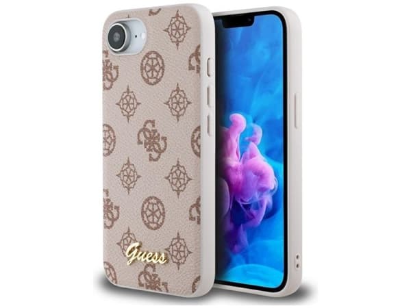 Guess Peony Script MagSafe-skal till iPhone 16e – brun