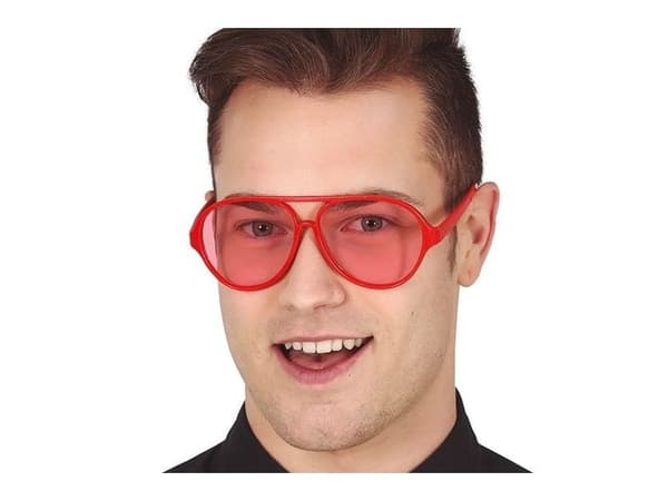 Röda glasögon med rött glas