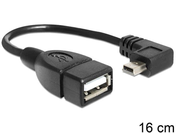 DeLOCK 83245, 0,16 m, USB A, Mini-USB B, Musta