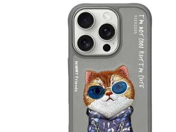 Nimmy Glasses Cool Cat-deksel for iPhone 16 Pro - grå
