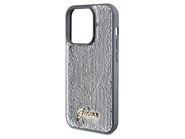 Guess paljetter script metallskal till iPhone 14 Pro - silver