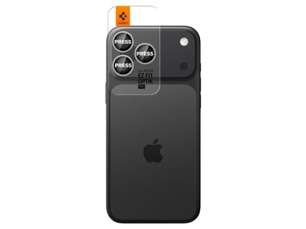 Spigen Optik Pro GLAS.TR ”EZ FIT” kameralock 2-pack för iPhone 16 Pro/Max & 17 Pro/Max - silver