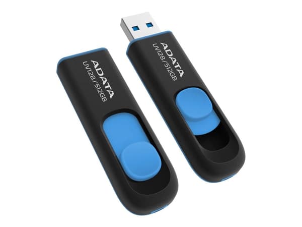 ADATA UV128 - USB-flashstasjon - 512 GB - USB 3.2 Gen 1 - svart og blå