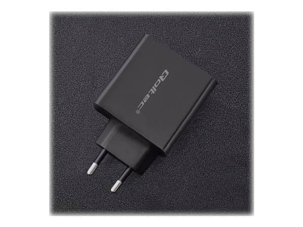 Qoltec - Strömadapter - 45 Watt - 3 A - PD - 2 utdatakontakter (USB, USB-C) - svart