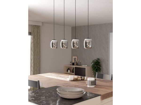EGLO CIAMPINO langbord 4XE27 sort/sort transp.