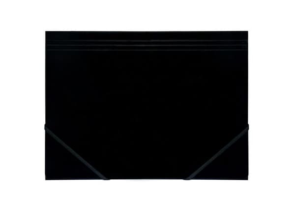 Elastikmappe, Q-Line DKF sort, M/3 KLAPPER, 210x297mm Karton/elastik - (10 stk.)