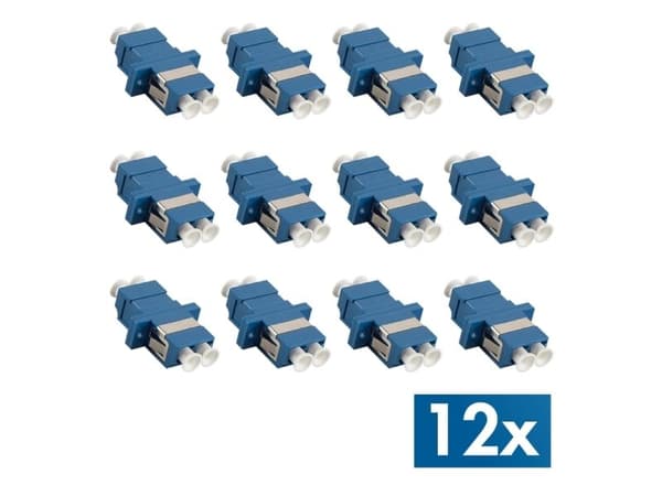 Fiberoptisk koppling LC duplex 12-pack, med fläns, blå (OS2)