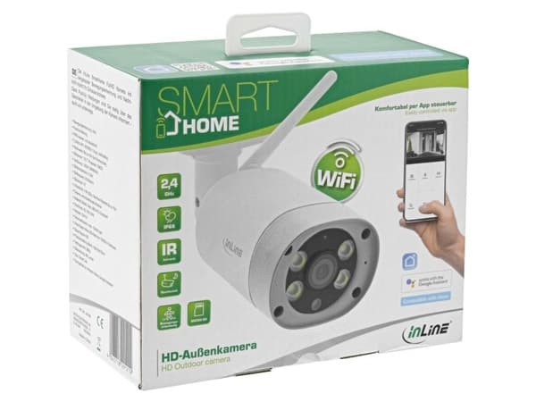 InLine 40162, IP-säkerhetskamera, Utomhus, Kabel & Trådlös, 45 m, Extern, Innertak/vägg