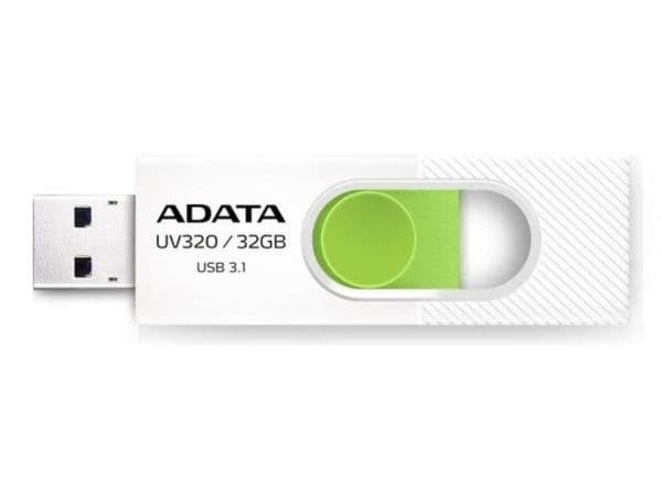 ADATA UV320 - USB-flashstasjon - 32 GB - USB 3.1 - hvit/grønn