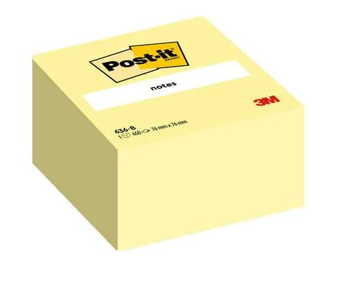 Post-it® Notes kubusblok Canary Yellow, gul, 76 mm x 76 mm, 450 ark