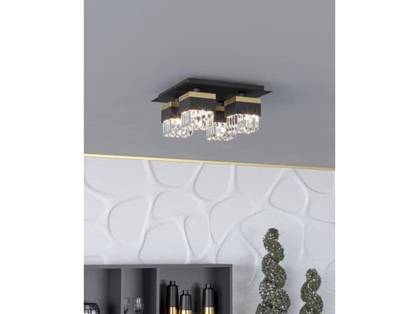EGLO BARRANCAS LOFT 4L/E14 sort/gull/krystall