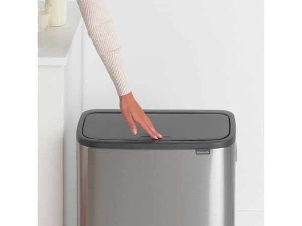 Brabantia Bo Touch Bin, 60 l, Rektangulær, Metall, Rustfritt stål, Plast, 545 mm
