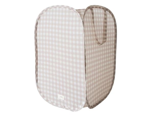 3 Sprouts pop-up vaskekurv, gingham beige