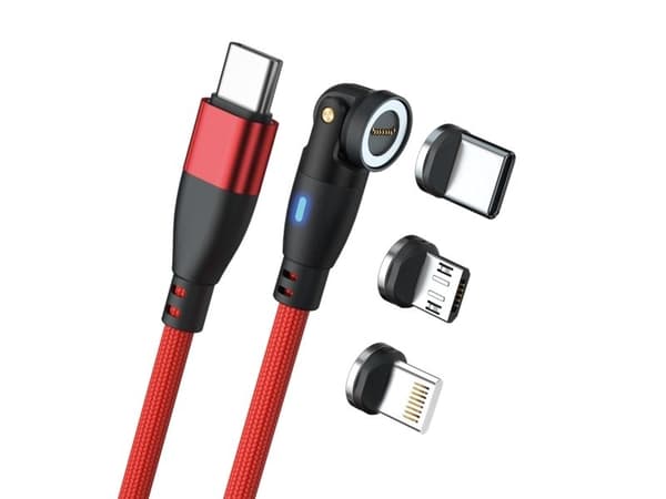 RealPower MagneticCharge 100, 1 m, USB C, Rød