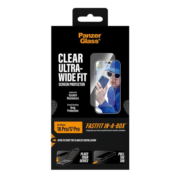 PanzerGlass Screen Protector iPhone 18 Pro | 17 Pro | Ultra-Wide Fit w. FASTFIT IN-A-BOX