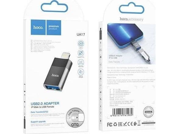 USB-adapter Hoco UA17 USB-A til Lightning, svart
