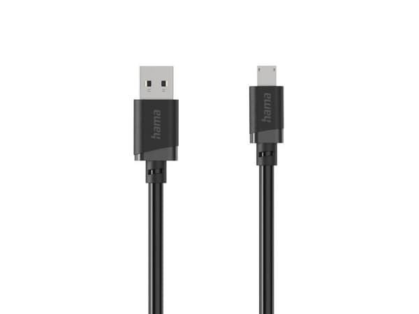 Hama 00201805, 3 m, USB A, Micro-USB B, USB 2.0, 0,48 Gbit/s, Musta