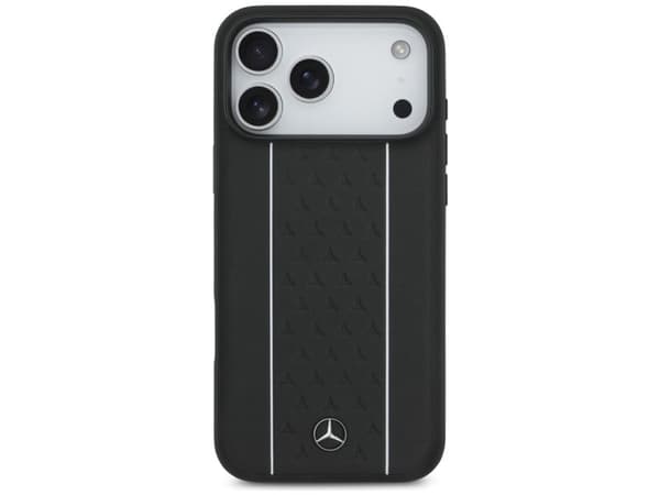 Mercedes Leather Star Pattern Stripes MagSafe Case for iPhone 17 Pro Max - Black