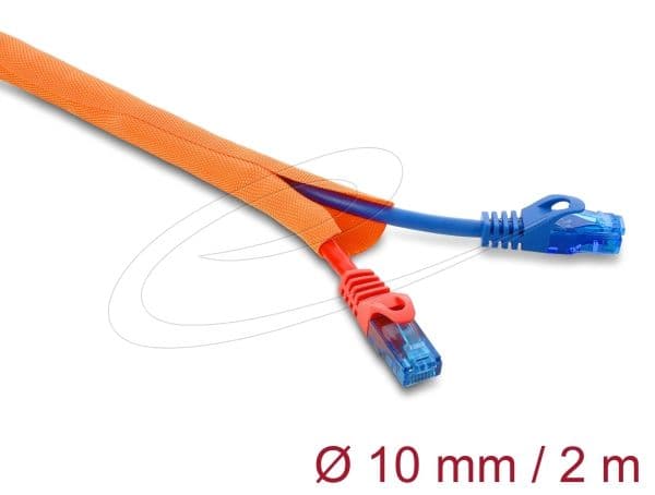 Delock - Flätad ärm - self-closing, 10 mm diameter - 2 m - orange