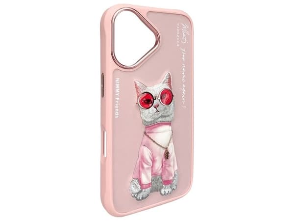 Nimmy Glasses Cool Cat-etui for iPhone 16 - rosa