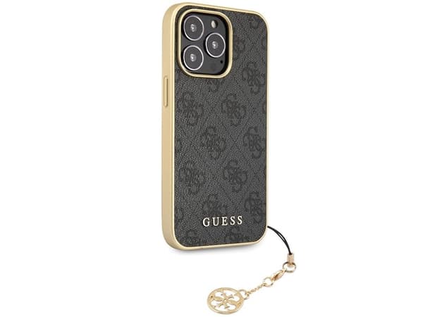 Guess 4G Charms Collection-skal för iPhone 14 Pro - grå