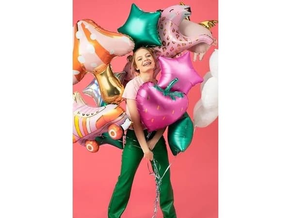 Folieballon Stjerne, Pink mat