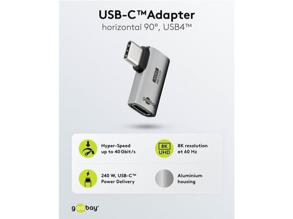 Goobay 74441, USB-C, USB-C, Silver