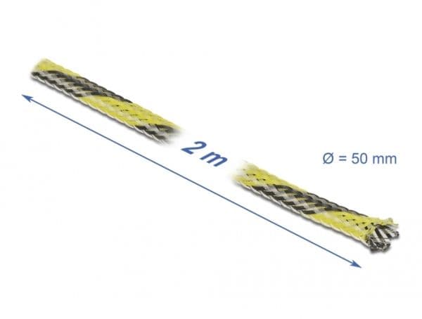 Delock - Flätad ärm - sträckbar - 2 m - svart, gul