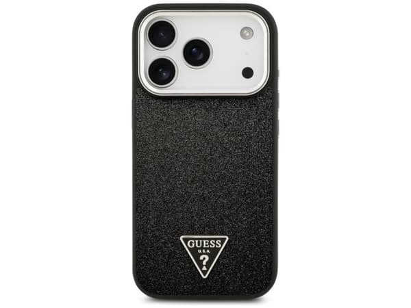 Guess Glitter Triangle Logo MagSafe-deksel til iPhone 17 Pro - Svart