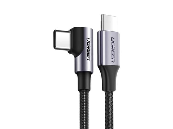 USB-C-USB-C-kaapeli, kulmikas UGREEN US255,3A, 60W, 2m (musta)
