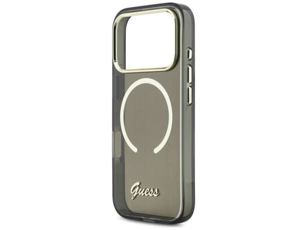 Guess IML Script Metal MagSafe-skal för iPhone 17 Pro Max - Svart