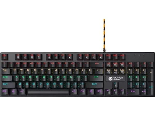 Canyon Wired black Mechanical keyboard With colorful lighting system104PCS rainbow backlight LED,also can custmized backlight,1.8M braided cable le...