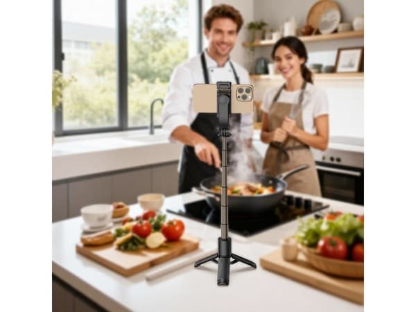 Acefast E42 Selfie Stick with Automatic Tripod and Bluetooth Remote Control 63 cm - Black
