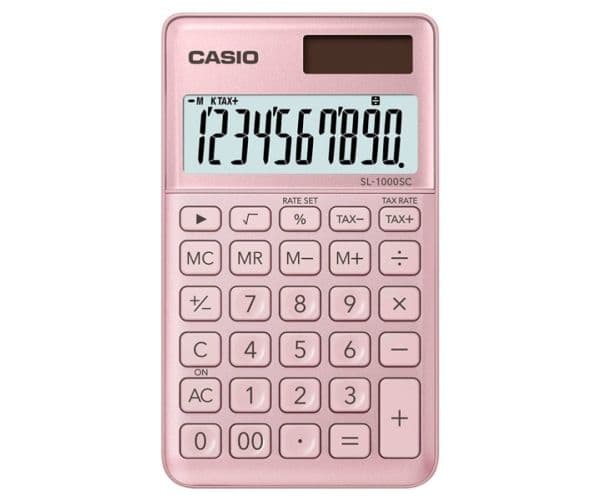 Casio SL-1000SC - Kalkulator - 10 sifre - solcellepanel, batteri - rosa