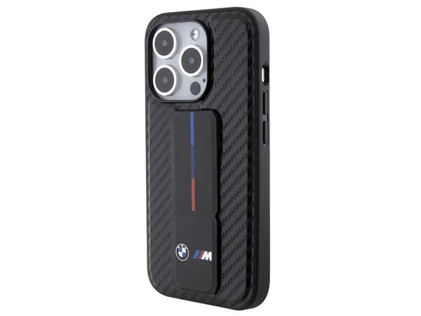 BMW Grip Stand Smooth & Carbon-deksel til iPhone 15 Pro - svart