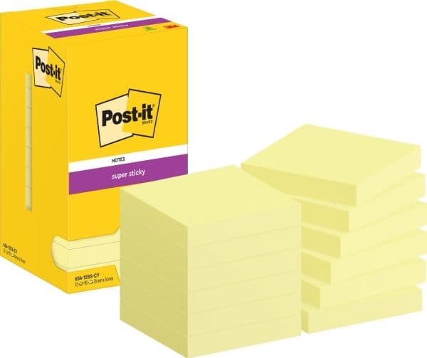 Post-it Super Sticky Notes, ultrastarka, 76 x 76 mm, 12-pack