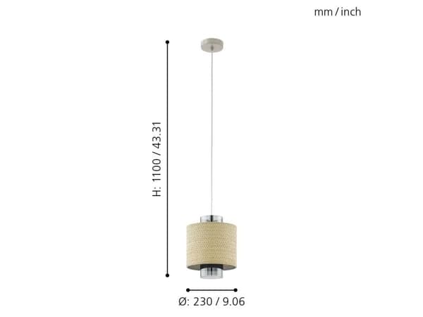 EGLO MEDIOUNA PENDEL E27 BEIGE/GULD/HAVGRÄS