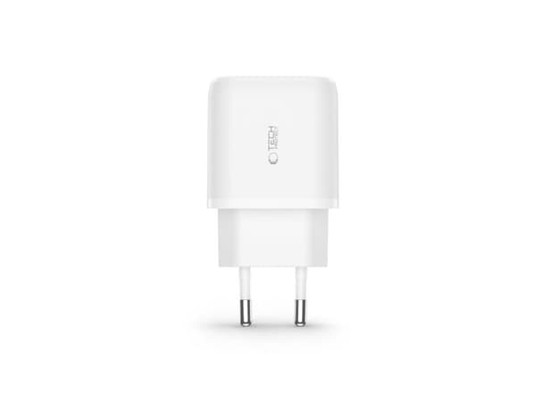 Tech-Protect C20W USB-C PD 20W / USB-A QC 3.0 Charger with USB-C / Lightning Cable - White