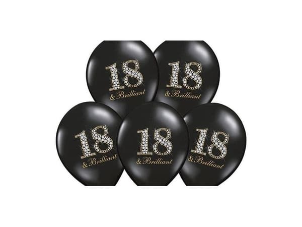 Ballon 18 & Brilliant sort og guld