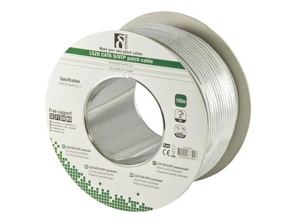 DELTACO TP-48PH - Bulkkabel - 100 m - UTP - CAT 6 - grå