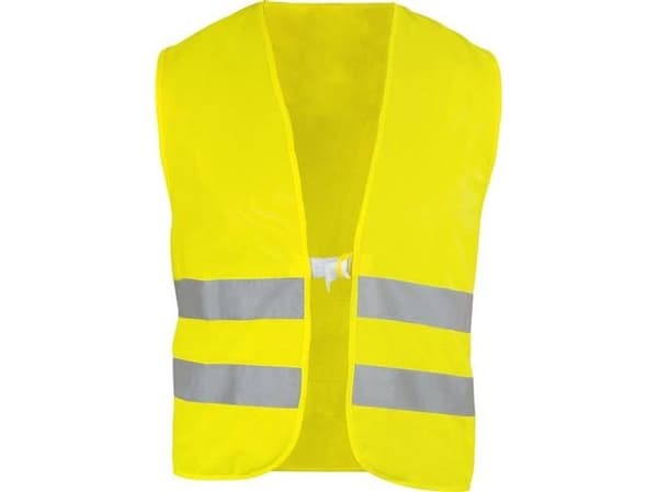 Fluorescerande gul väst Onesize i 100 % polyester med 2 reflexremsor à 5 cm