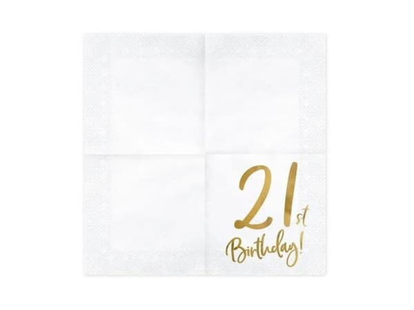 Servietter 21th birthday, guld