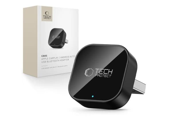Bilradio Canva TECH-PROTECT ULTRABOOST CA01 USB Bluetooth 5.4 matt sort med Apple CarPlay / Android Auto-adapter