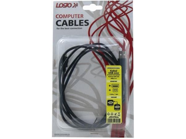 USB-kabel Logo USB-A til miniUSB 2 m grå (17065)