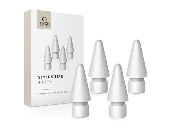 Tech-Protect stylus-tuppsett til Apple Pencil - 4-pak - Hvit