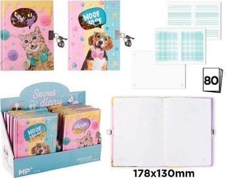 Notes with padlock 178x130mm Cats MIX