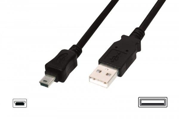 DIGITUS - USB-kaapeli - USB (han) til mini-USB type B (han) - USB 2.0 - 1.8 m - formet - lajittelu